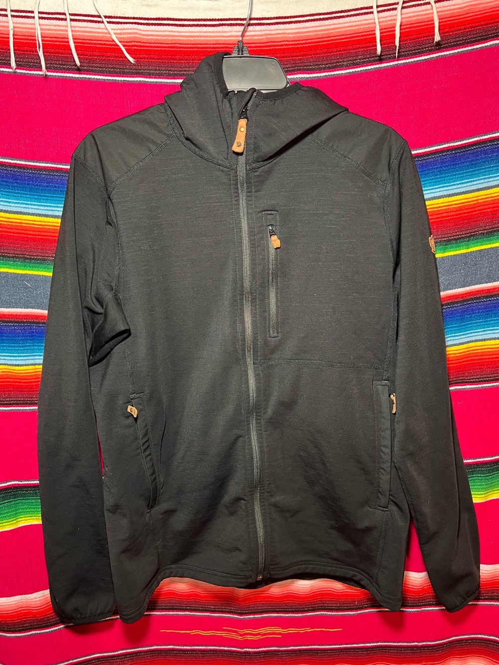 Fjällräven Abisko Trail Fleece Zip Hoodie Black Size Large Slim Fit